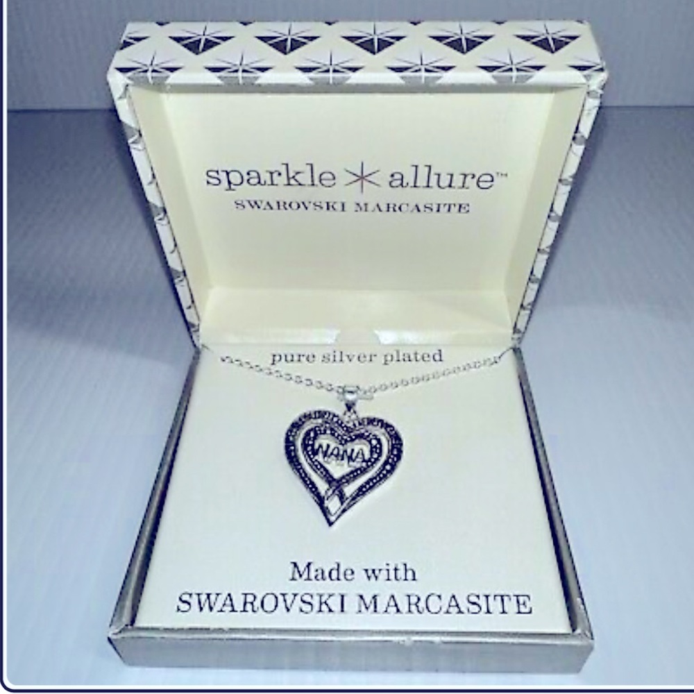 BNWT SPARKLE ALLURE PURE SILVER PLATED “NANA” NECKLACE WITH SWAROVSKI MARCASITE